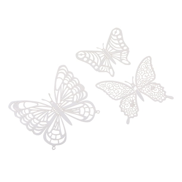 Yuarrent 12 piezas de líneas elegantes y molduras vívidas: adorno de mariposa 3D para tarta para fiesta de cumpleaños. Kits de decoración para fiestas Plateado, 12 piezas 3.3 pulgadas
