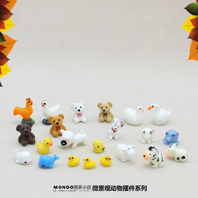 Micro Landscape Animal Model Ornaments Lamb Rabbit Dog Duck Cow Sea Fish Potted Succulent Miniature Material Figurine Toys DecorS1 He Qiyong unisex