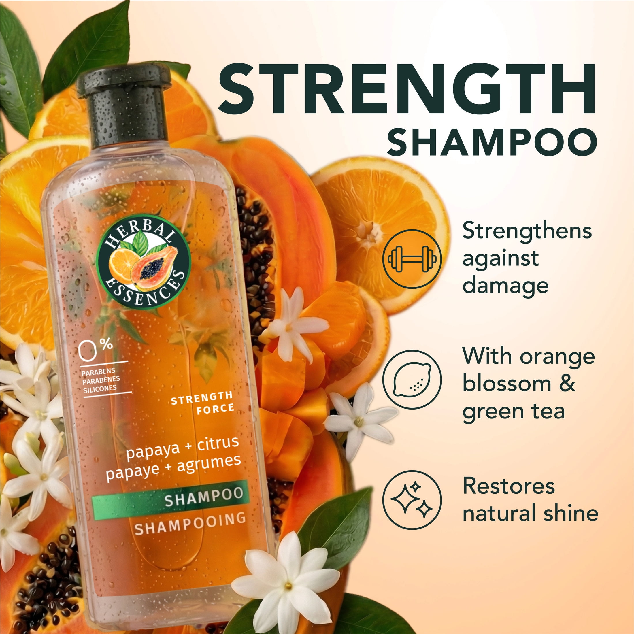 Herbal Essences Amaya Papaya Strength Shampoo with Papaya + Citrus, 13.5 fl oz