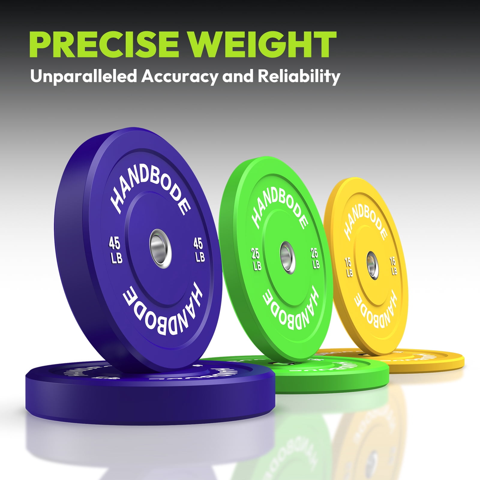 HANDBODE Bumper Plates Olympic Weight Plates, Colored crumb rubber plate for Weight Lifting and Strength Training 110LB with 45 lb (20 kg) Silver Barbell