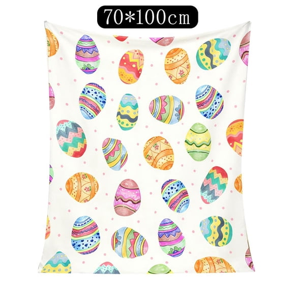 Happy Easter Day Eggs Throw Blanket, Easter Egg Kids Blanket, Soft Flannel Blankets, Holiday Eggs Lightweight Throw Blankets, Spring Room Decor for Boys Girls Toddlers