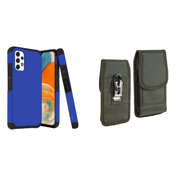 MK Armor Case for Samsung Galaxy A23 5G and Belt Holster Pouch (Blue/Green)