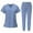 12# Light Blue, variant on HKYNLAG Scrubs Sets for Women 2 Piece Nurse Working Uniforms Casual Comfy Solid V-Neck Caregiver Top and Drawstring Waist Pants with Pockets Light Purple L