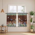 thumbnail image 2 of Spring Botanical Kitchen Curtain for Berdoom Living Room Cafe 45 Inch Length, Farmhouse Black Plaid Brown Wooden Grain Tiers Curtains Light Filtering Drapes Window Treatment 2 Panels 52"Wx45"L, 2 of 8