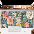 thumbnail image 4 of Colorful Flowers Desk Pad Mouse Pad,Large Floral Mouse Mat with Stitched Edges,Non-Slip Rubber Base Mousepad for Office PC Keyboard Laptop and Home Work Desk Mat(35.4x15.7 in), 4 of 14