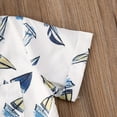 thumbnail image 4 of Summer Children Two Piece Baby Boy Outfit Short Sleeve Sailing Boat Print Shirt Solid Color Shorts, 4 of 4