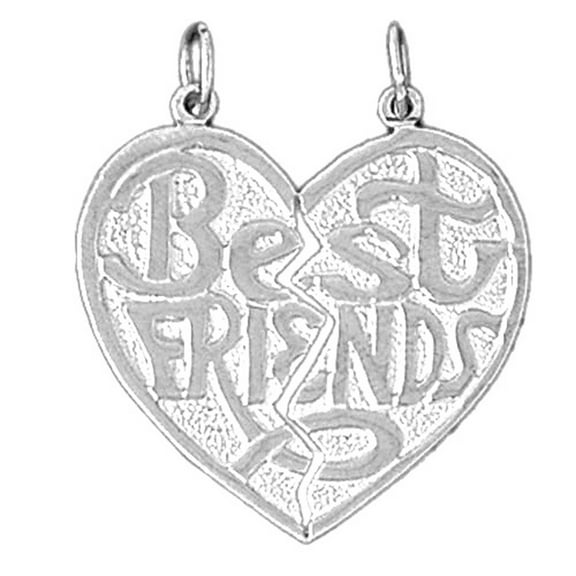 18K White Gold Best Friends In Heart Pendant - 31 mm
