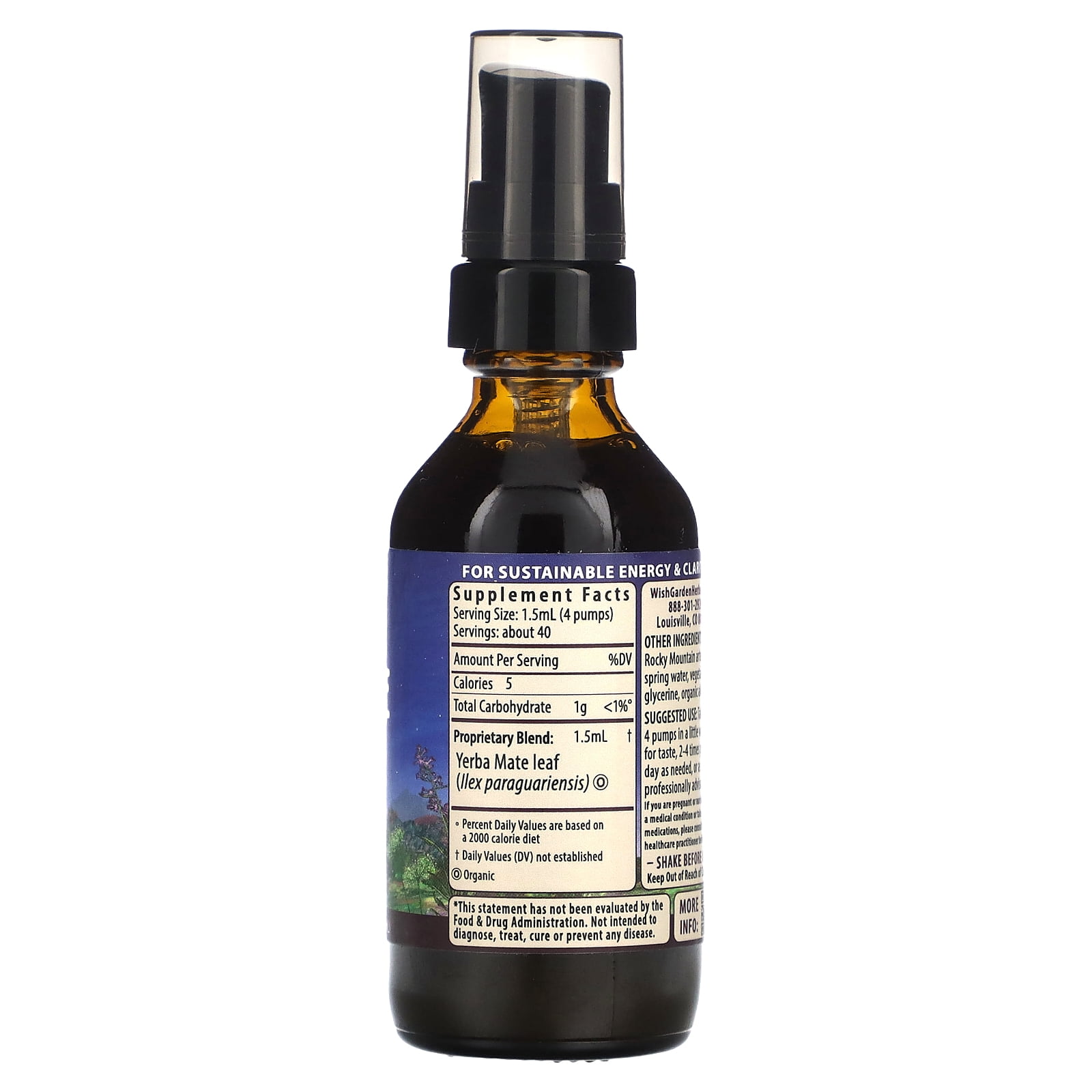WishGarden Herbs Yerba Mate, 2 fl oz (59 ml)