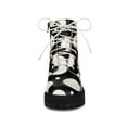 thumbnail image 6 of BLISSFUL STEP Women's Platform Lace Up Polka Dots Printing Combat Boots Black White 7, 6 of 6