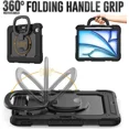 thumbnail image 3 of Case for iPad Air 11 inch M2 M3 2025 2024 6th 7th Generation, Shockproof Protective Cover with Screen Protector, Rotating Stand, Hand/Shoulder Strap, Pencil Holder, 3 of 7