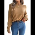 thumbnail image 2 of Suéter Cálido y Elegante para Mujer, de Larga, Tejido de Punto para Otoño e Invierno, Elegante y Casual. Caqui M, 2 of 9