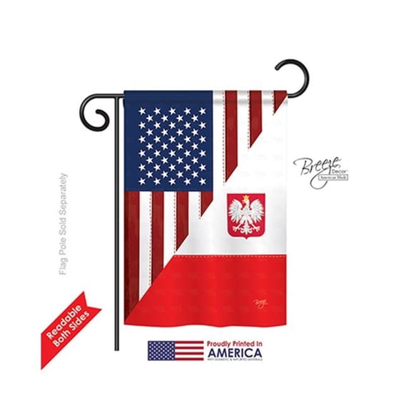 Breeze Decor 58379 US Polish Friendship 2-Sided Impression Garden Flag - 13 x 18.5 in.