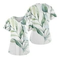 thumbnail image 2 of EHTMSAK Scrub Top Women Floral with Pocket Womens Top with Pockets Floral Patchwork Printed Short Sleeve V-Neck Blouse Green 3X, 2 of 7