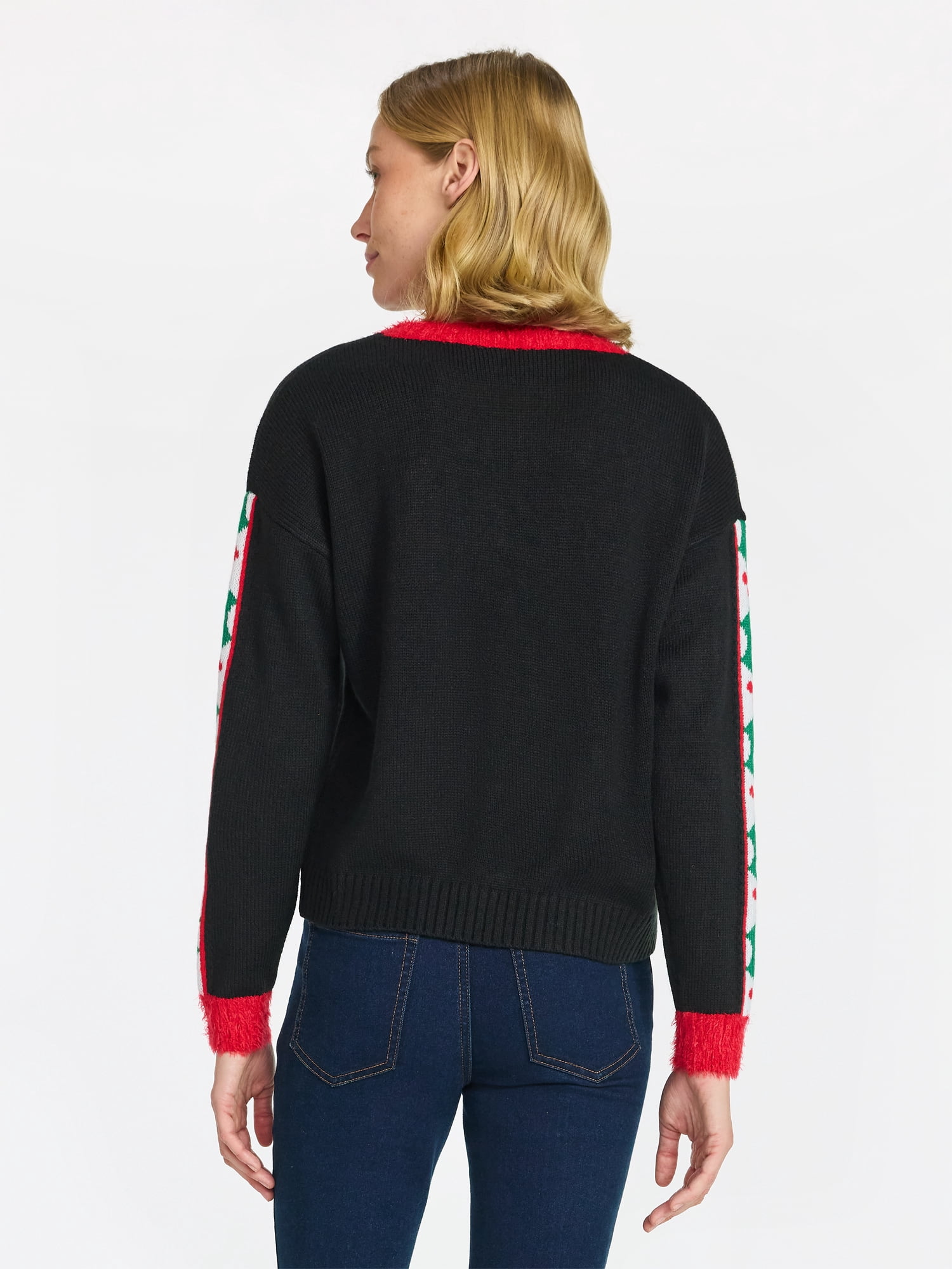 Rudolph Women's Embellished Christmas Sweater with Long Sleeves, Midweight, Sizes XXS-XXL