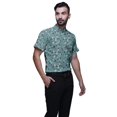 thumbnail image 2 of BESTMAN Short Sleeve Mandarin Collar Shirts For Men Cotton Button Down Shirt, 2 of 5