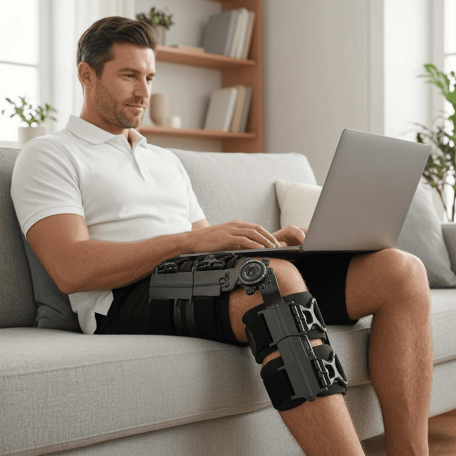 Komzer Hinged ROM Knee Brace with Double Side Stabilizers & Locking Dials, Post Op Knee Immobilizer for Arthritis ACL MCL PCL Meniscus Tear Injurie/Knee Pain Medical Orthopedic Support