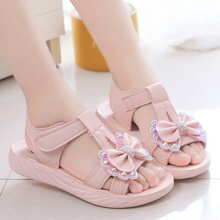 

Aayomet Children Shoes Summer Sandals Fashion Little Girls Soft Soles Children Shoes Middle Size Children Nubao Simple Girl Pink 10.5