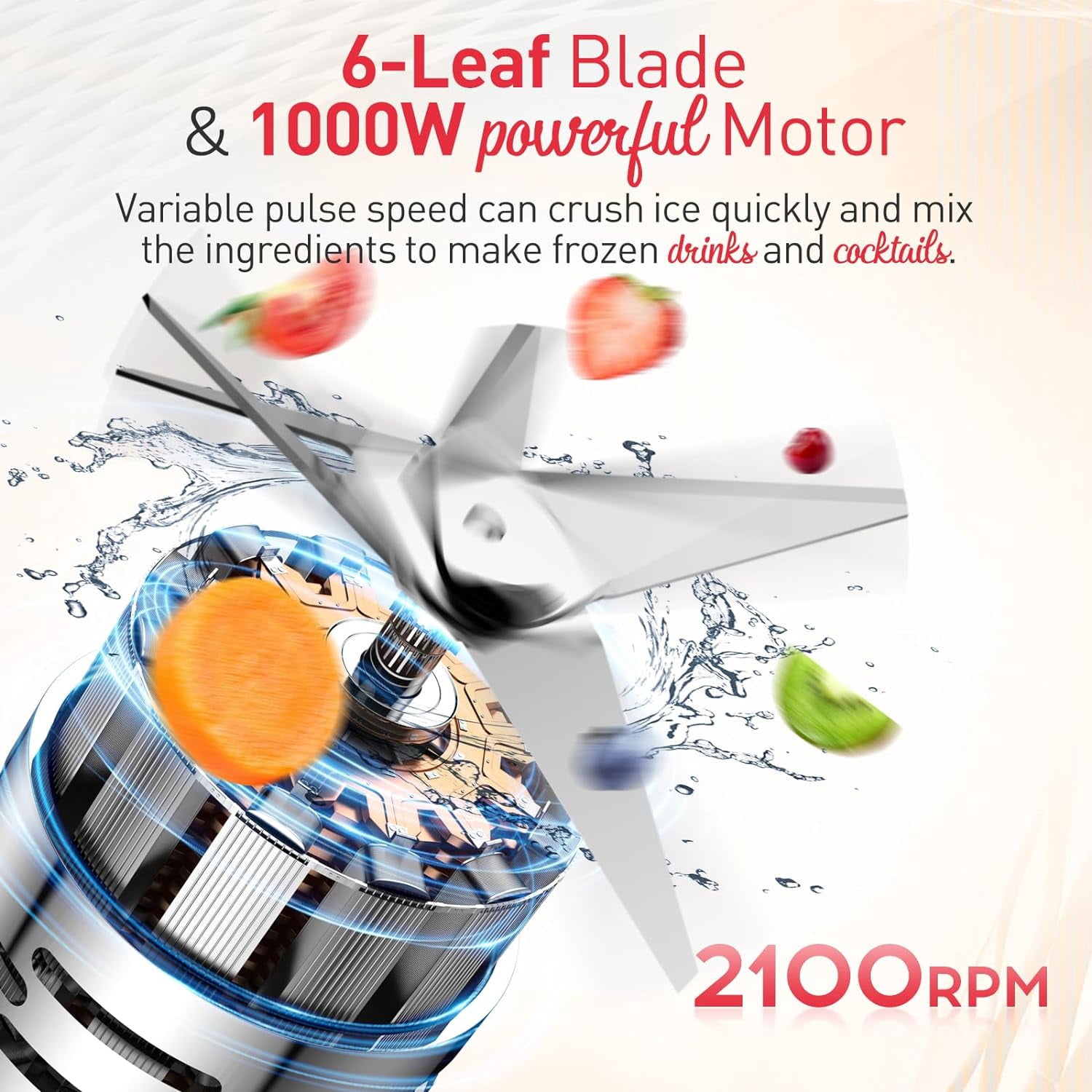 Smoothie Blender, Professional Blender Juicer for Kitchen Countertop Ice Crusher or Juice, Milkshake, Dessert (Silver)