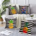 thumbnail image 2 of Vintage&nbsp;Pineapple Home Décor Spring Summer Decorative Pillow Covers Cotton Linen 18x18 Inch Welcome Quote Pillow Case Black White Stripe Background Cushion Cover Set of 4 (Pineapple 4PC), 2 of 6