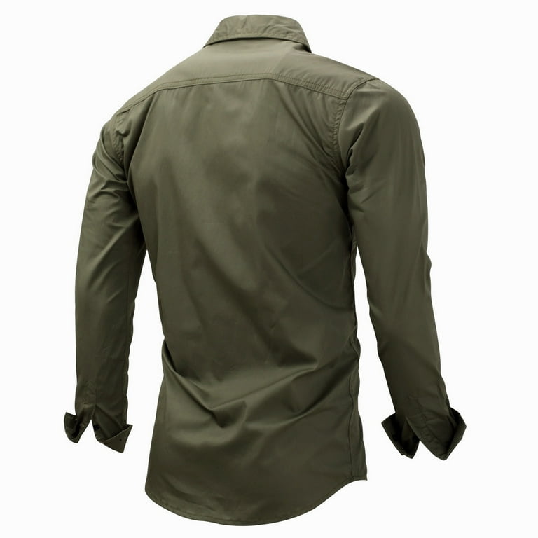 Military green button up shirt 2025