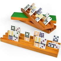 Domino Holders for Classic Board Games - Wooden Domino Racks Set of 4 - Mexican Train Dominoes Accessories - Domino Trays for Tiles Family Games