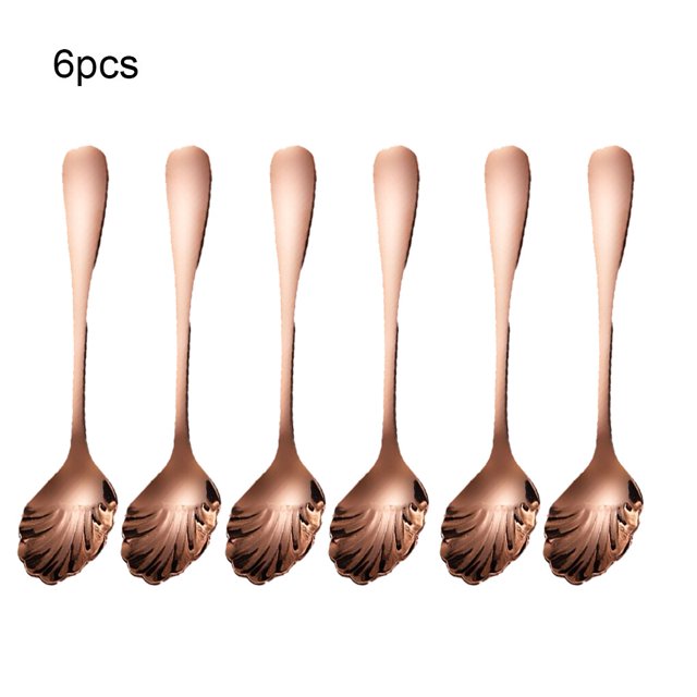 6pcs Stainless Steel Teaspoon Fork Steel Teaspoon Smooth Travel Cutlery Set Tableware Kitchen Portable Spoon for Coffee Afternoon Tea Type 8