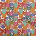 thumbnail image 1 of oneOone Velvet Orange Fabric Cat Dress Material Fabric Print Fabric By The Yard 58 Inch Wide, 1 of 5