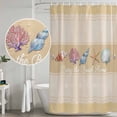 thumbnail image 5 of Yellow Summer Coastal Shower Curtain, Waterproof Shower Curtains for Bathroom, Modern Ocean Waves Starfish Shell Washable Fabric Bathtub Curtain Set Bath Decor with 12 Hooks 72"x78", 5 of 8