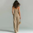 thumbnail image 5 of NMMUED Jumpsuits for Women Dressy Casual Sleeveless Wide Leg Long Romper Spaghetti Strap High Waist Lounge Jumpsuit with Pockets Beige L, 5 of 6