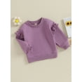 thumbnail image 3 of Wassery Toddler Girl Casual Sweatshirts 6M 12M 18M 24M 3T 4T Baby Girl Solid Color Crew Neck Long Sleeve Pullovers Tops Fall Loose Fit Clothing for Child Girl, 3 of 9