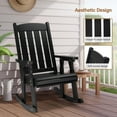 thumbnail image 3 of QISHENSHUI Outdoor Rocking Chair, Heavy Duty 600 LBS Wooden Rocking Chair with Comfortable Backrest, Weatherproof Patio Rocker with Ergonomic Design, Garden, Black, 3 of 7