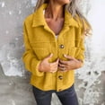 thumbnail image 2 of HAiming Fleece Jacket for Women Solid Button down Long Sleeve Lapel Coat Plus Size Loose Casual Outwear with Pockets, 2 of 6