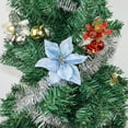 thumbnail image 5 of 12 Pack Blue Xmas Glitter Poinsettia 5.1 inch Artificial Flowers Christmas Tree Decorations Clearance Ornaments, 5 of 7