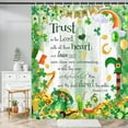 thumbnail image 3 of St Patrick''s Day Shower Curtain, Green Clover Shamrock Leaves Inspirational Quotes Trust in The Lord Rustic Wooden Board Farmhouse Bathroom Curtains, Spring Green Bathroom Accessories, 72X72in, 3 of 6