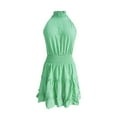 thumbnail image 3 of Beshee Spring Summer Dresses for Women Casual Sleeveless Pleated Speed Waist Sexy Mid Length Dress Womens Dresses Green M, 3 of 5