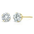 thumbnail image 2 of Gem Stone King 14K Yellow Gold White Moissanite Stud Earrings for Women Men | 0.46 Cttw | Round 4MM, 2 of 5