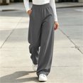 thumbnail image 5 of Kinrui Straight Leg Sweatpants for Petite Women Baggy Lounge Elastic Waist Pants Comfy Cute Fall Trousers Dark Gray S, 5 of 7