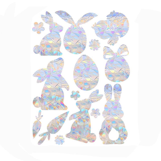 Easter Window Clings Set With Bunny Chick Egg Motifs For Home Office Classroom Decoration 9-Piece PVC Decals