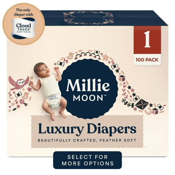 (2 pack) Millie Moon Luxury Diapers, Size 1, 100 Count