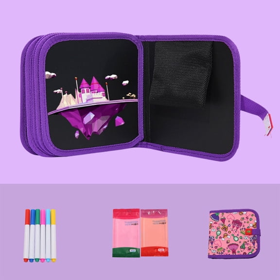 Mbvtdt Reusable Scribble Book,Portable Drawing Book,Erasable Reusable Sketchpad with Pen and Storage Bag,for Toddlers Airplane Road Trip,Mess Free Sketching Writing Board Gift for Boys Girls