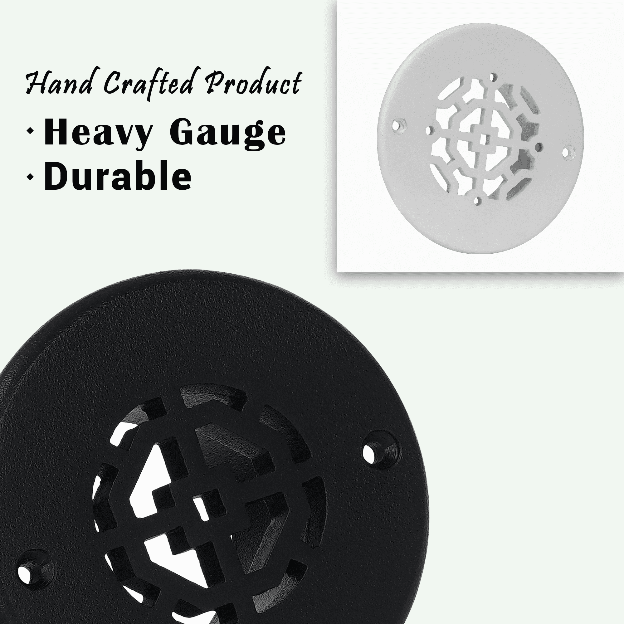 Achtek 4" Duct Opening Solid Cast Aluminum Round Grille ( 5-1/2" Round Overall) | Powder Coated White - With Holes for Wall / Ceiling