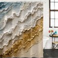 thumbnail image 2 of Summer Coastal Bathroom Shower Curtains with 12 Hooks Polyester Waterproof Shower Curtain for Stalls and Bathtubs Abstract Gradient Brown Beach Plaster Relief Decorative Bathroom Curtain 60x72 Inches, 2 of 9