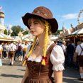 thumbnail image 4 of QIYAGBSA Women Festival Hat Braided Detail Embroidered Band Curved Brim for Oktoberfest Costume Party (Brown Free Size), 4 of 4