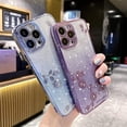 thumbnail image 3 of Compatible with iPhone Case,Luxury Shiny Glitter Bling Sparkly Crystal Rhinestone Diamond Flower Floral Electro Plated Edge Clear Soft Shockproof Cover Phone Case (Purple,iPhone 14 Plus), 3 of 7
