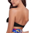 thumbnail image 6 of Ocean Blues Women's Halter Bikini Top with Removable Strap Color Block Print Twist Front Bandeau Swimsuit Top Bikinis Strapless Bathing Suits for Women, 6 of 8