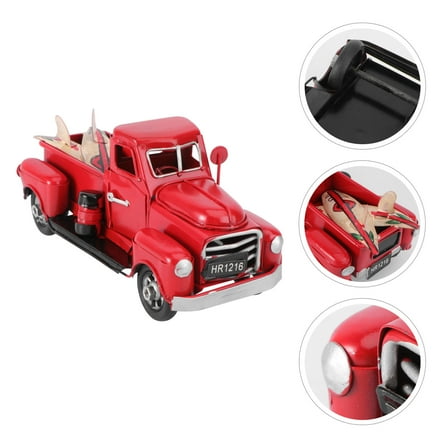 KALLORY Red Metal Truck Toy Set Design Collectible Vehicle for Kids and Adults