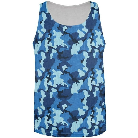 Navy Blue Camo All Over Mens Tank Top Multi MD