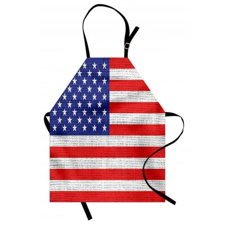 Gardening Burlap USA Apron Fourth of July Independence Day Burlap Looking Retro Vintage Country Pastel Color, Unisex Kitchen Bib Apron with Adjustable Neck for Cooking Baking Gardening, Blue Red White, by Ambesonne ()