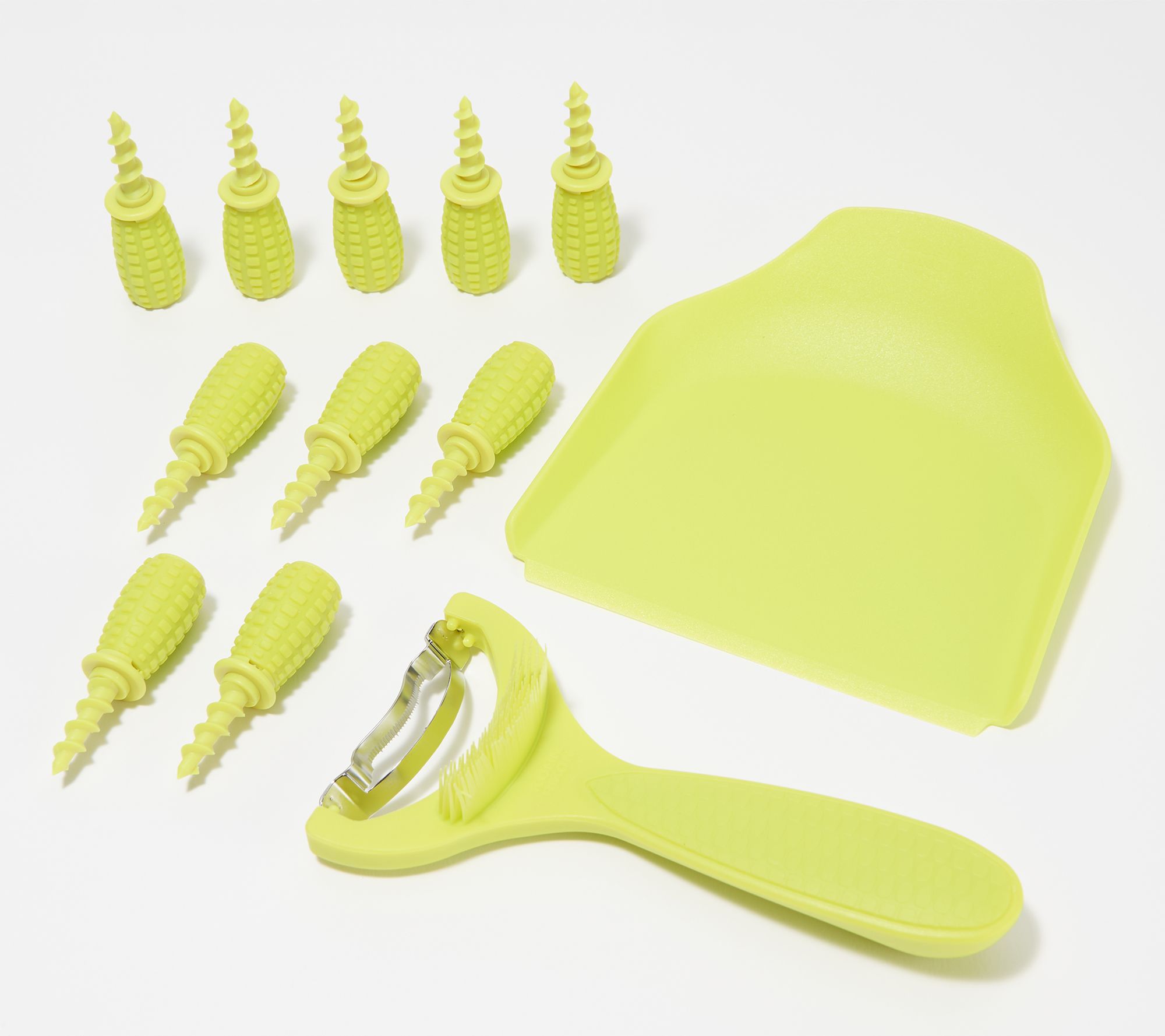 Kuhn Rikon Corn Zipper & Scraper with 10 Heat Resistant Corn Holders