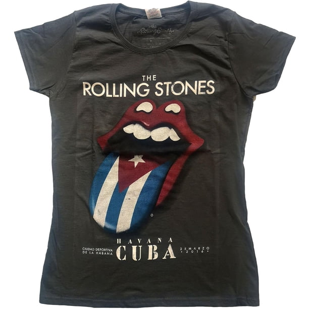 The Rolling Stones - Camiseta Havana Cuba para Mujer (Gris Carbón)